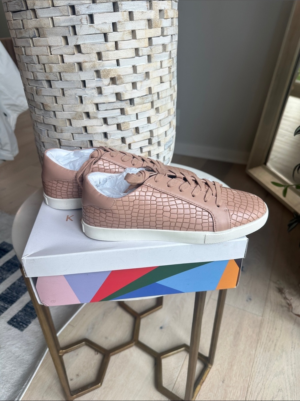 Katy Perry Collections Blush Pink Croc-Embossed Sneakers